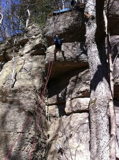 Chris rappelling