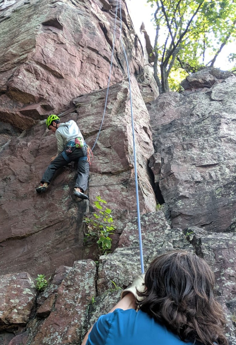 Jake climbing The Rack